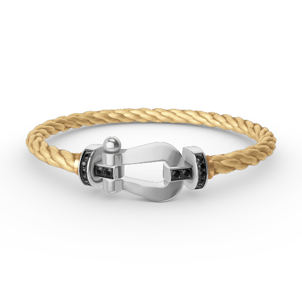 ¡®Glow Jewelry¡¯FORCE LARGE HORSESHOE BLACK DIAMOND BRACELET SILVER