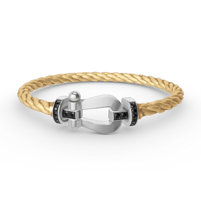 ¡®Glow Jewelry¡¯FORCE LARGE HORSESHOE BLACK DIAMOND BRACELET SILVER