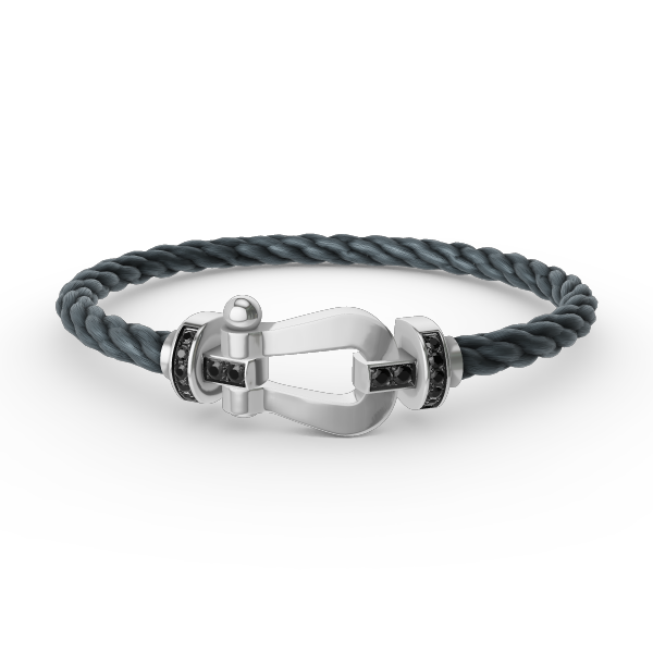 ¡®Glow Jewelry¡¯FORCE LARGE HORSESHOE BLACK DIAMOND BRACELET SILVER
