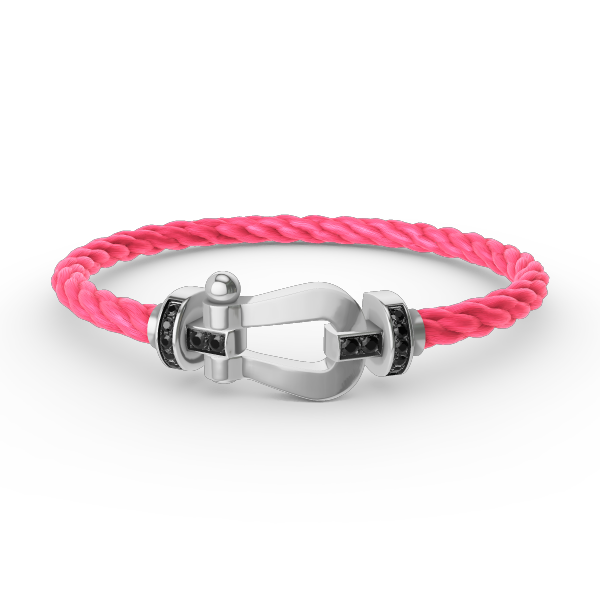 [Glow Jewelry]FORCE LARGE HORSESHOE BLACK DIAMOND BRACELET SILVER