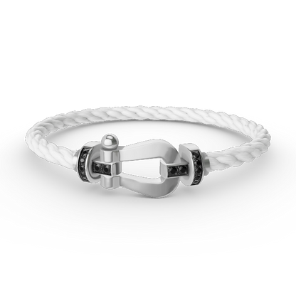 [Glow Jewelry]FORCE LARGE HORSESHOE BLACK DIAMOND BRACELET SILVER