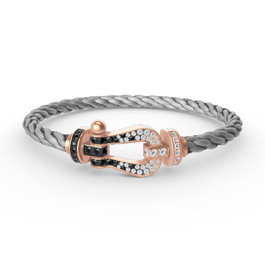 [Glow Jewelry]FORCE LARGE HORSESHOE BLACK WHITE DIAMOND BRACELET ROSE GOLD