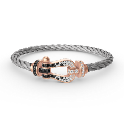 ¡®Glow Jewelry¡¯FORCE LARGE HORSESHOE BLACK WHITE DIAMOND BRACELET ROSE GOLD