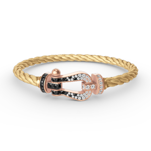 ¡®Glow Jewelry¡¯FORCE LARGE HORSESHOE BLACK WHITE DIAMOND BRACELET ROSE GOLD