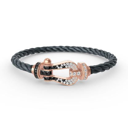 ¡®Glow Jewelry¡¯FORCE LARGE HORSESHOE BLACK WHITE DIAMOND BRACELET ROSE GOLD