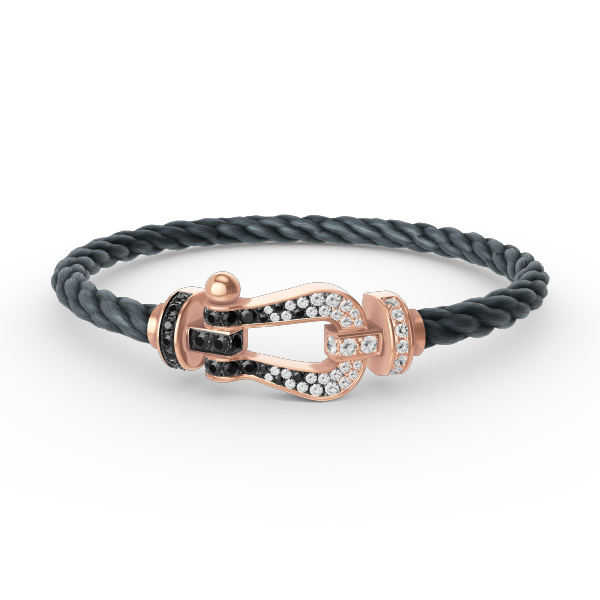 [Glow Jewelry]FORCE LARGE HORSESHOE BLACK WHITE DIAMOND BRACELET ROSE GOLD