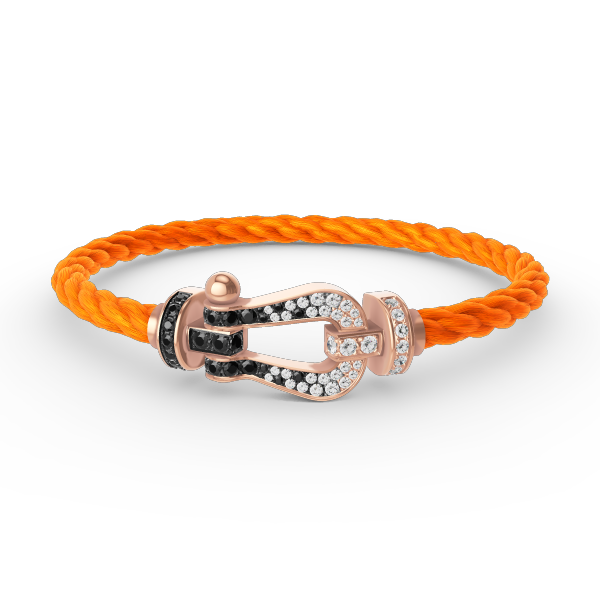 [Glow Jewelry]FORCE LARGE HORSESHOE BLACK WHITE DIAMOND BRACELET ROSE GOLD