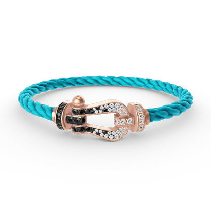 [Glow Jewelry]FORCE LARGE HORSESHOE BLACK WHITE DIAMOND BRACELET ROSE GOLD