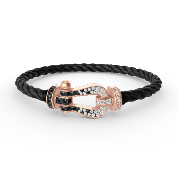 ¡®Glow Jewelry¡¯FORCE LARGE HORSESHOE BLACK WHITE DIAMOND BRACELET ROSE GOLD