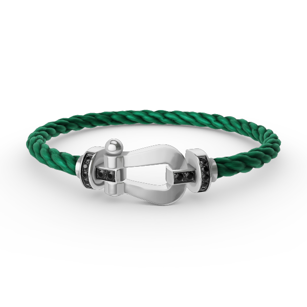 [Glow Jewelry]FORCE LARGE HORSESHOE BLACK DIAMOND BRACELET SILVER