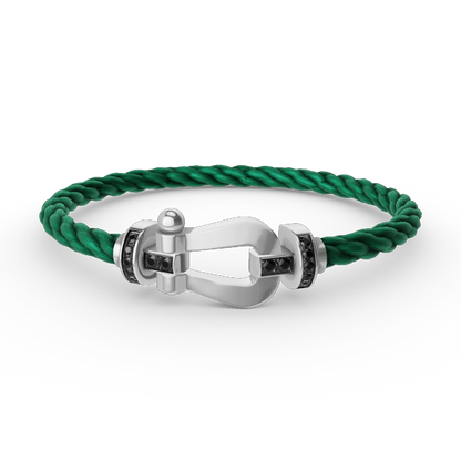 [Glow Jewelry]FORCE LARGE HORSESHOE BLACK DIAMOND BRACELET SILVER