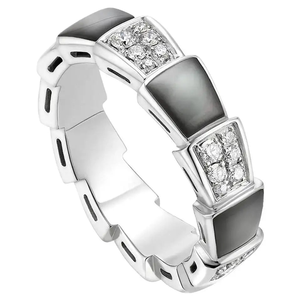 [Glow Jewelry]SERPENTI RING SILVER DIAMOND BLACK MOP 4MM