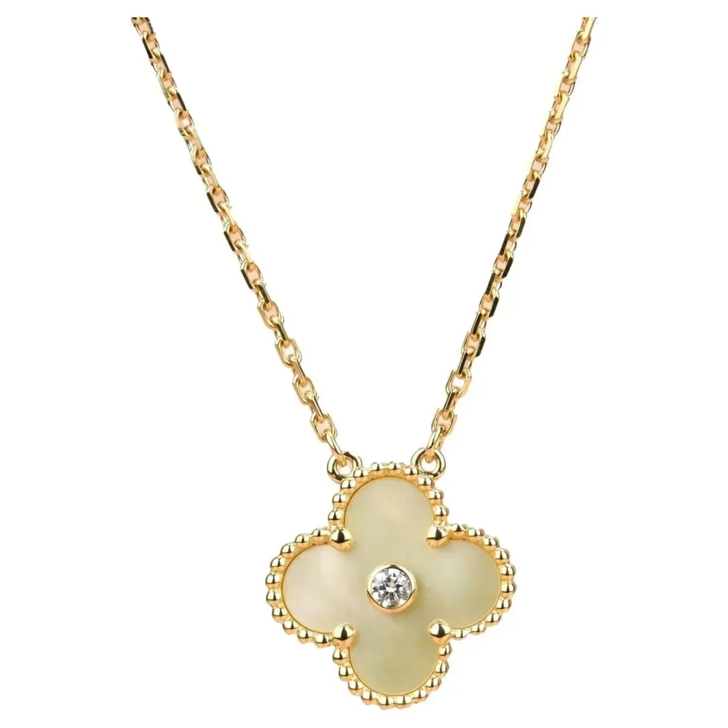 ¡®Glow Jewelry¡¯CLOVER 15MM DIAMOND GOLD MOTHER OF PEARL NECKLACE