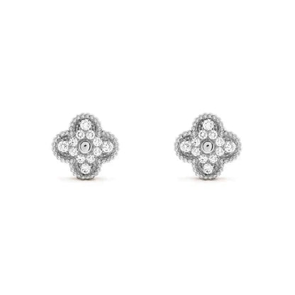 [Glow Jewelry]CLOVER 1 MOTIFS DIAMOND STUD EARRINGS SILVER