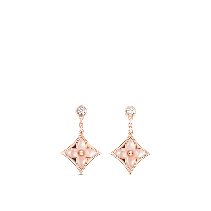 ¡®Glow Jewelry¡¯DOUBLE STAR PINK GOLD MOP DROP EARRINGS