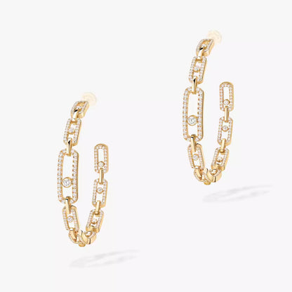 [[Glow Jewelry]Move Link Diamond Hoop Earrings