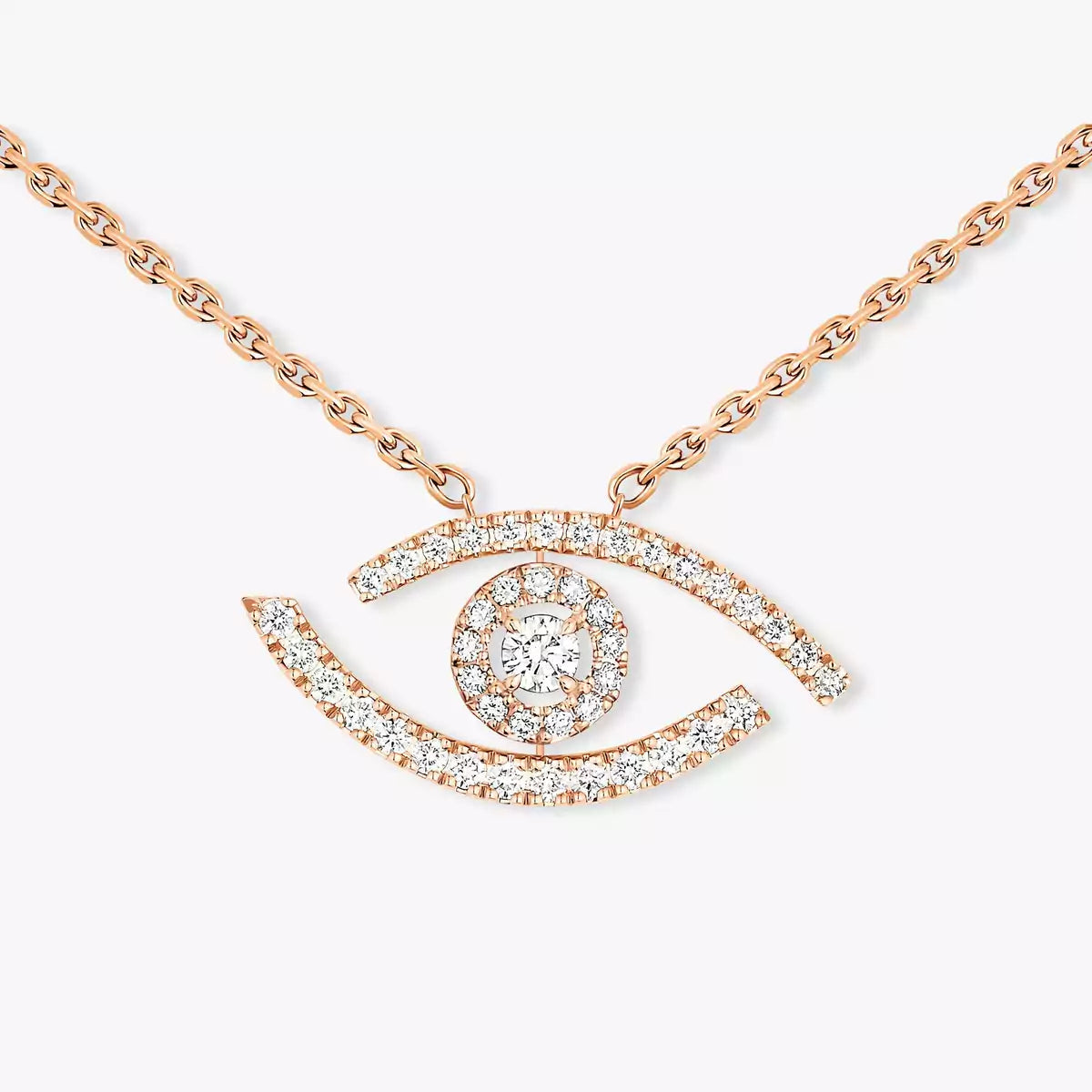 [Glow Jewelry]Pave_ Diamond Necklace Lucky Eye