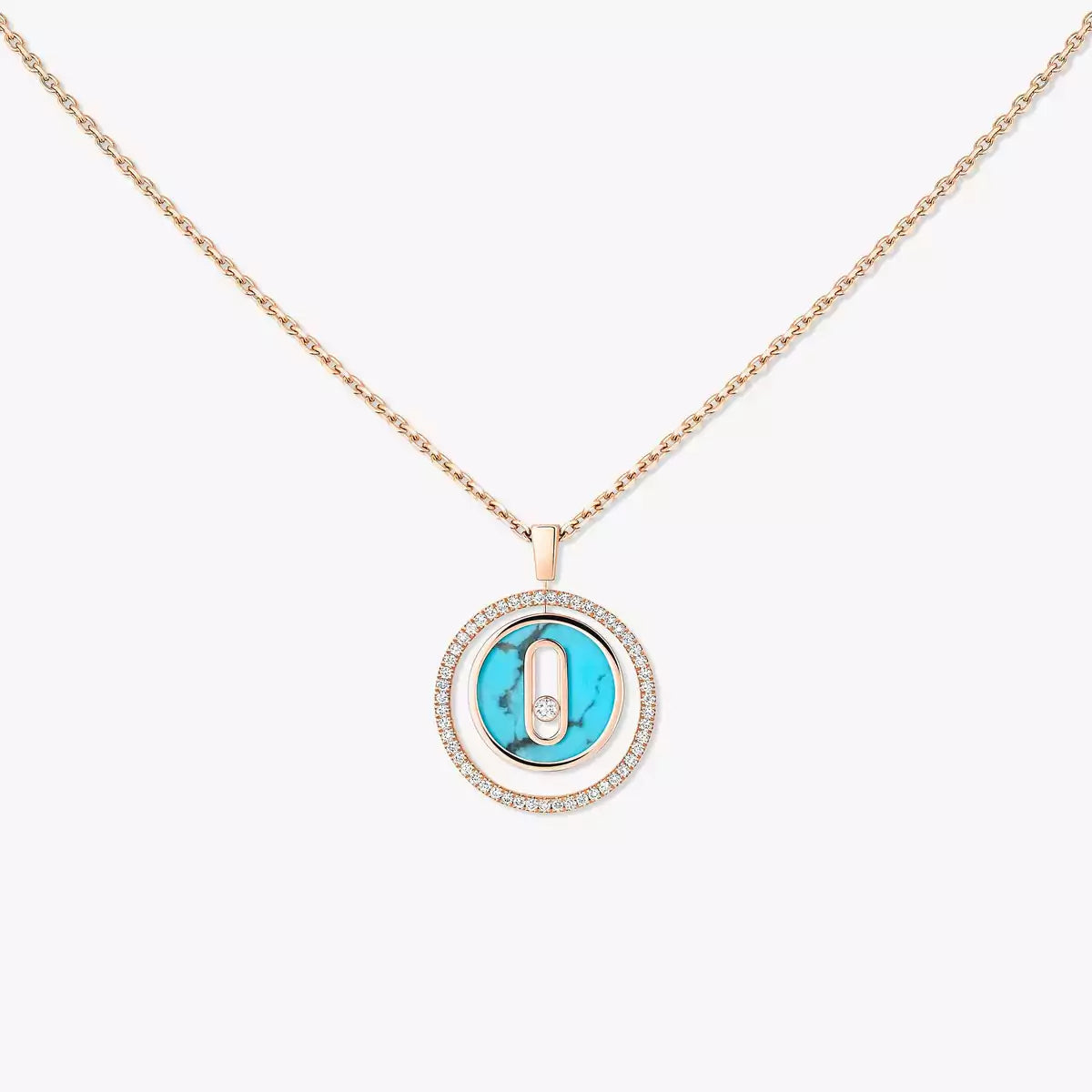 [Glow Jewelry]Lucky Move Diamond Necklace in Rose Gold and White Mother-of-Pearl