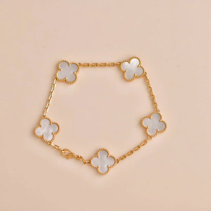 [Glow Jewelry]New CLOVER WHITE PEARL MOP 5 MOTIF BRACELET COLLECTION