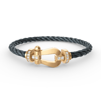[Glow Jewelry]FORCE LARGE HORSESHOE HALF DIAMOND BRACELET GOLD