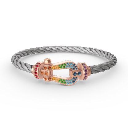 [Glow Jewelry]FORCE LARGE HORSESHOE  COLORED DIAMOND BRACELET ROSE GOLD