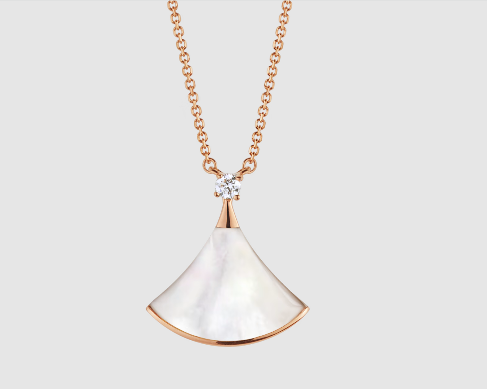 [Glow Jewelry]DREAM NECKLACE WHITE MOP PINK GOLD 1 DIAMOND