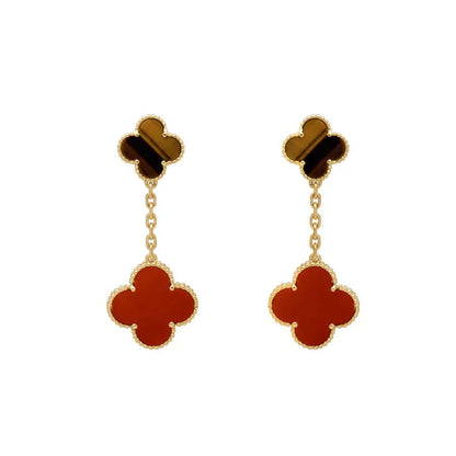¡®Glow Jewelry¡¯CLOVER  2 MOTIF  TIGER EYE CARNELIAN EARRINGS