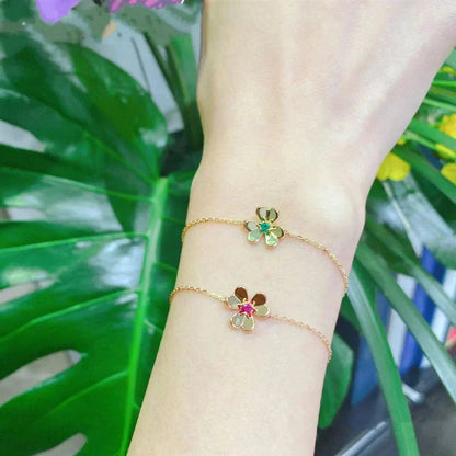 ¡®Glow Jewelry¡¯FRIVOLE GOLD FLOWER PINK MALACHITE BRACELET