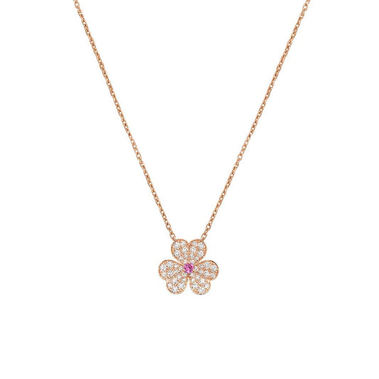 [Glow Jewelry]FRIVOLE ROSE GOLD FLOWER DIAMOND NECKLACE