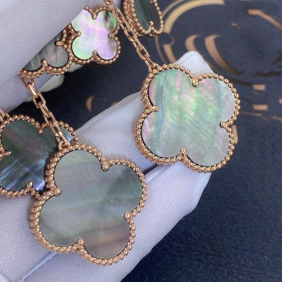 ¡®Glow Jewelry¡¯CLOVER EARRINGS DARK MOP 4 MOTIFS ROSE GOLD