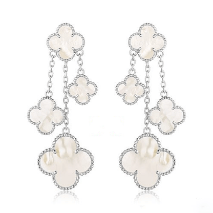¡®Glow Jewelry¡¯CLOVER EARRINGS WHITE MOP 4 MOTIFS SILVER