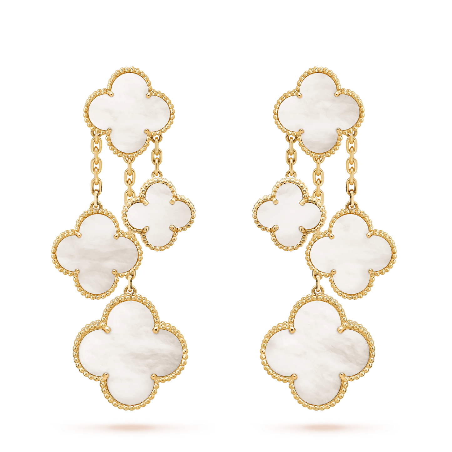 ¡®Glow Jewelry¡¯CLOVER EARRINGS WHITE MOP 4 MOTIFS GOLD