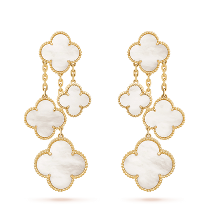 ¡®Glow Jewelry¡¯CLOVER EARRINGS WHITE MOP 4 MOTIFS GOLD