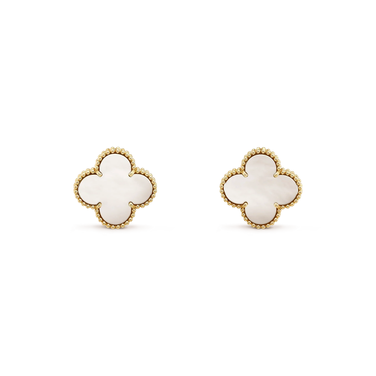 [Glow Jewelry]CLOVER MEDIUM 1 MOTIFS  WHITE MOP STUD EARRINGS
