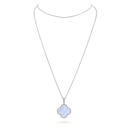 [Glow Jewelry]CLOVER SILVER CHALCEDONY BIG CLOVER NECKLACE