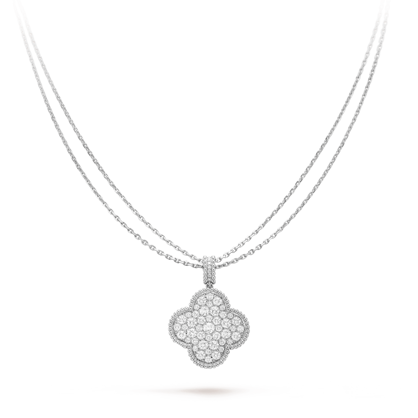 ¡®Glow Jewelry¡¯CLOVER 25MM SILVER FULL DIAMOND BIG CLOVER NECKLACE