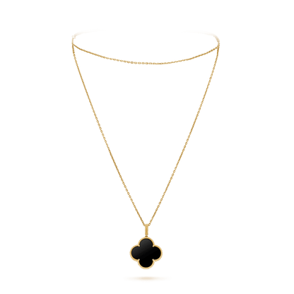 ¡®Glow Jewelry¡¯CLOVER 25MM GOLD ONYX BIG CLOVER NECKLACE