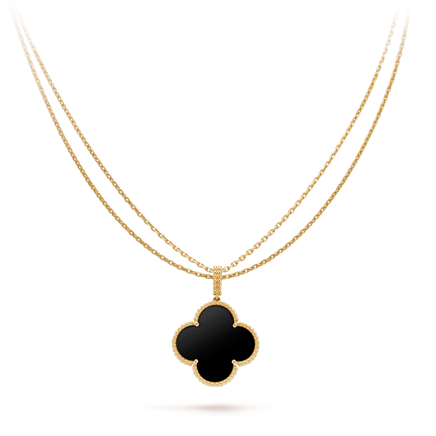 ¡®Glow Jewelry¡¯CLOVER 25MM GOLD ONYX BIG CLOVER NECKLACE