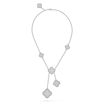 ¡®Glow Jewelry¡¯CLOVER 5 MOTIFS SILVER DIAMONDS NECKLACE