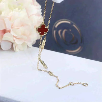 [Glow Jewelry]CLOVER  CARNELIAN SINGLE FLOWER BRACELET
