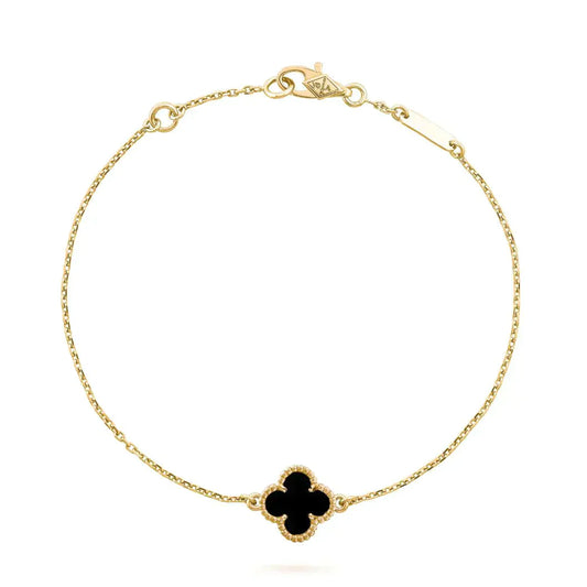 ¡®Glow Jewelry¡¯CLOVER ONYX SINGLE FLOWER BRACELET