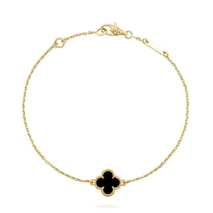 [Glow Jewelry]CLOVER ONYX SINGLE FLOWER BRACELET