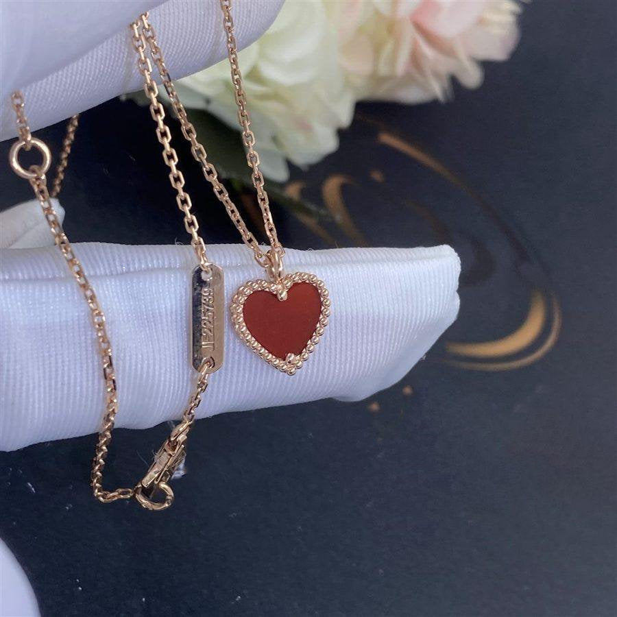 [Glow Jewelry]SWEET CLOVER CARNELIAN HEART NECKLACE