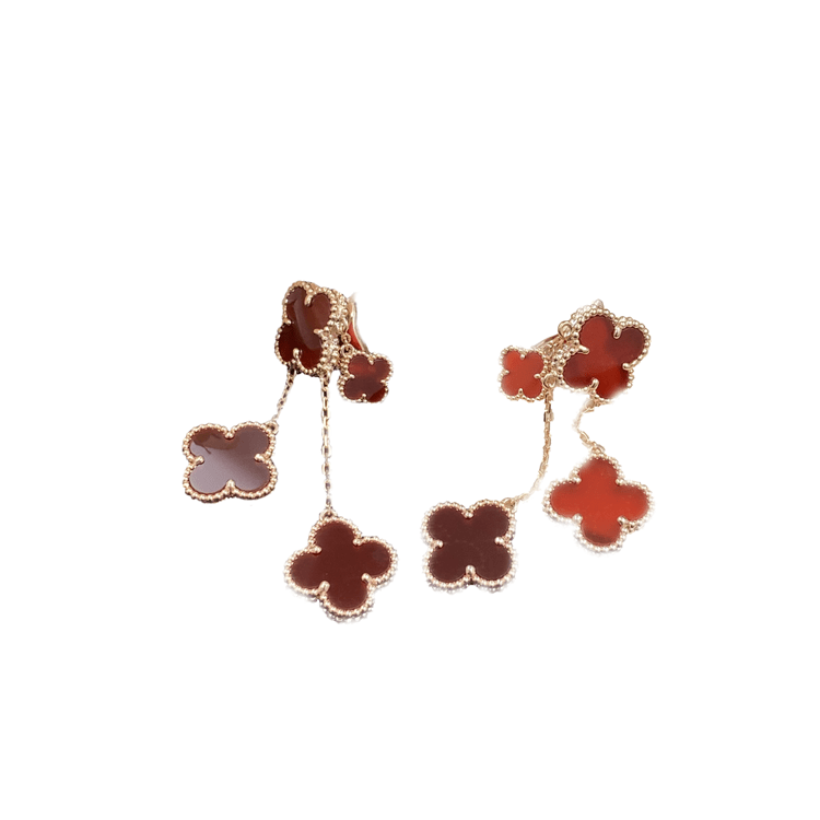 ¡®Glow Jewelry¡¯CLOVER EARRINGS CARNELIAN 4 MOTIFS PINK GOLD
