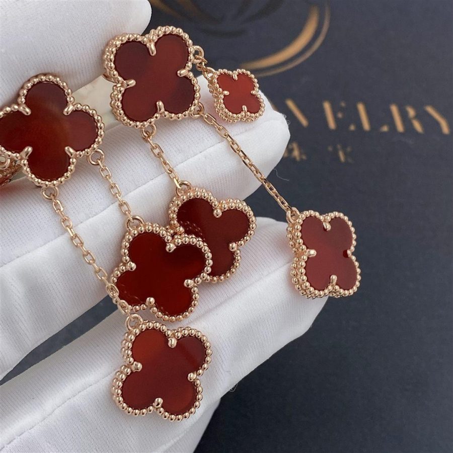 [Glow Jewelry]CLOVER EARRINGS CARNELIAN 4 MOTIFS PINK GOLD