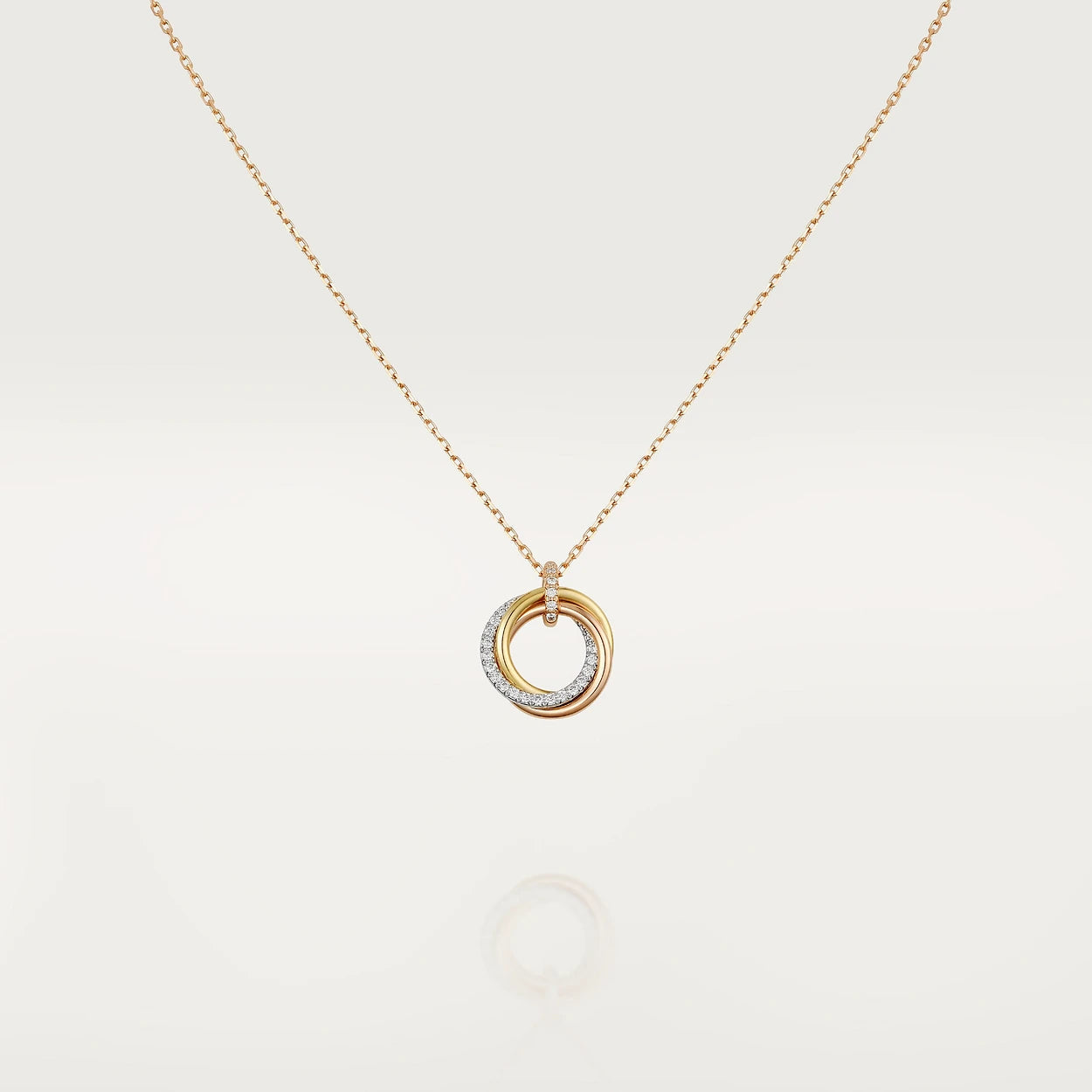 [Glow Jewelry]TRINITY NECKLACE SILVER GOLD PINK GOLD DIAMONDS