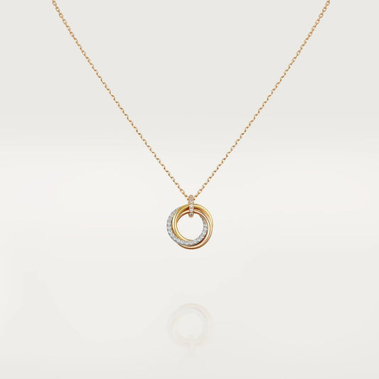 ¡®Glow Jewelry¡¯TRINITY NECKLACE SILVER GOLD PINK GOLD DIAMONDS