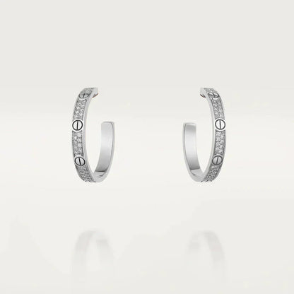 ¡®Glow Jewelry¡¯LOVE DIAMOND SILVER HOOP EARRINGS