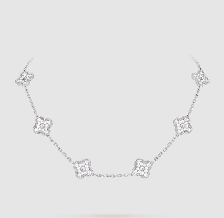 [¡®Glow Jewelry¡¯]CLOVER 10 MOTIFS FULL DIAMOND NECKLACE