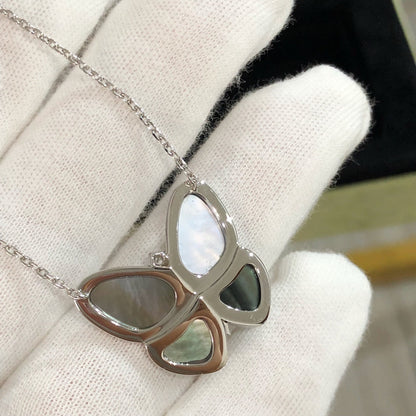 [Glow Jewelry]LARGE BUTTERFLY SILVER PENDANT DIAMOND NECKLACE